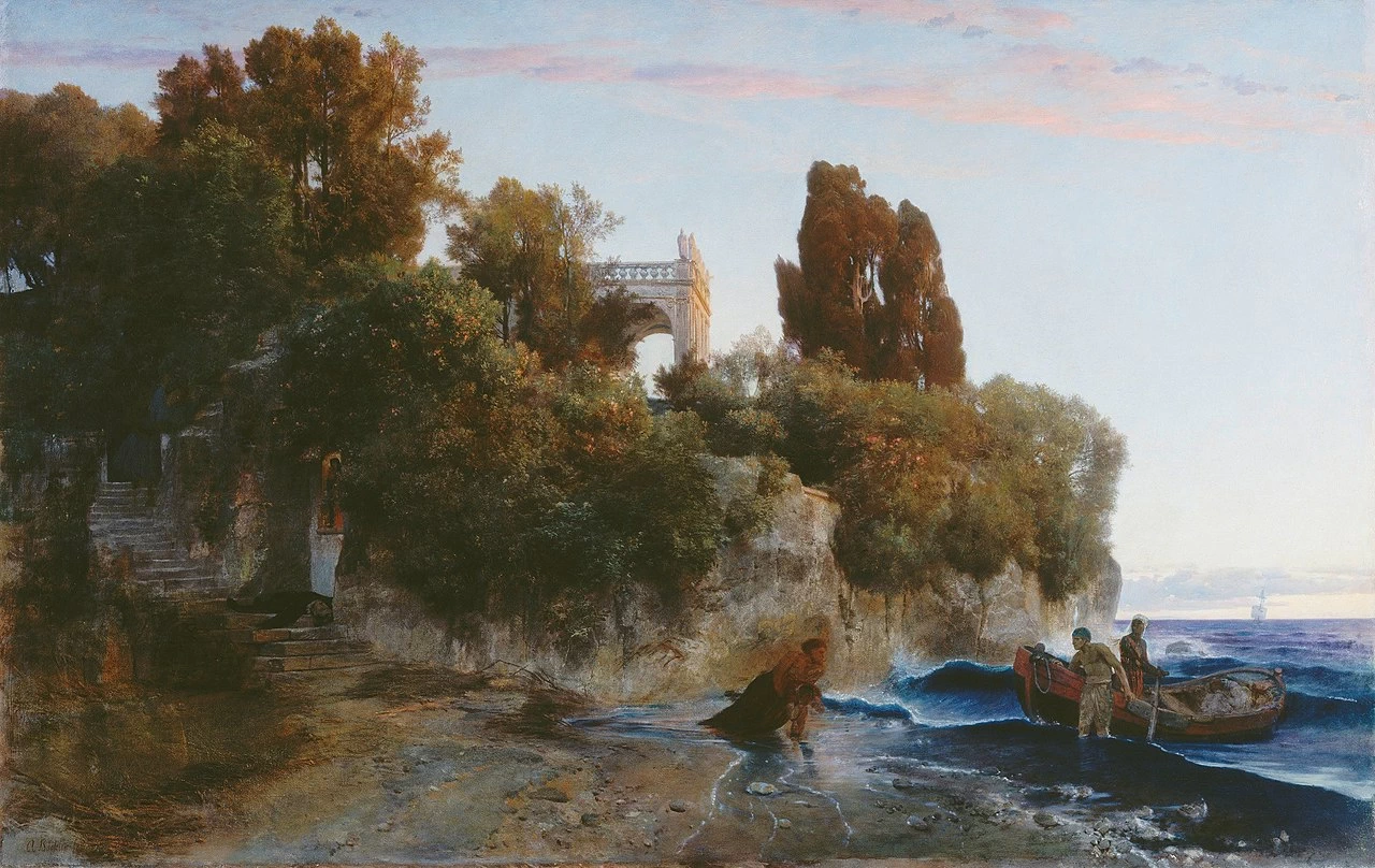 Castello sul mare - Assassinio nel castello (1859), Museo Folkwang, Essen